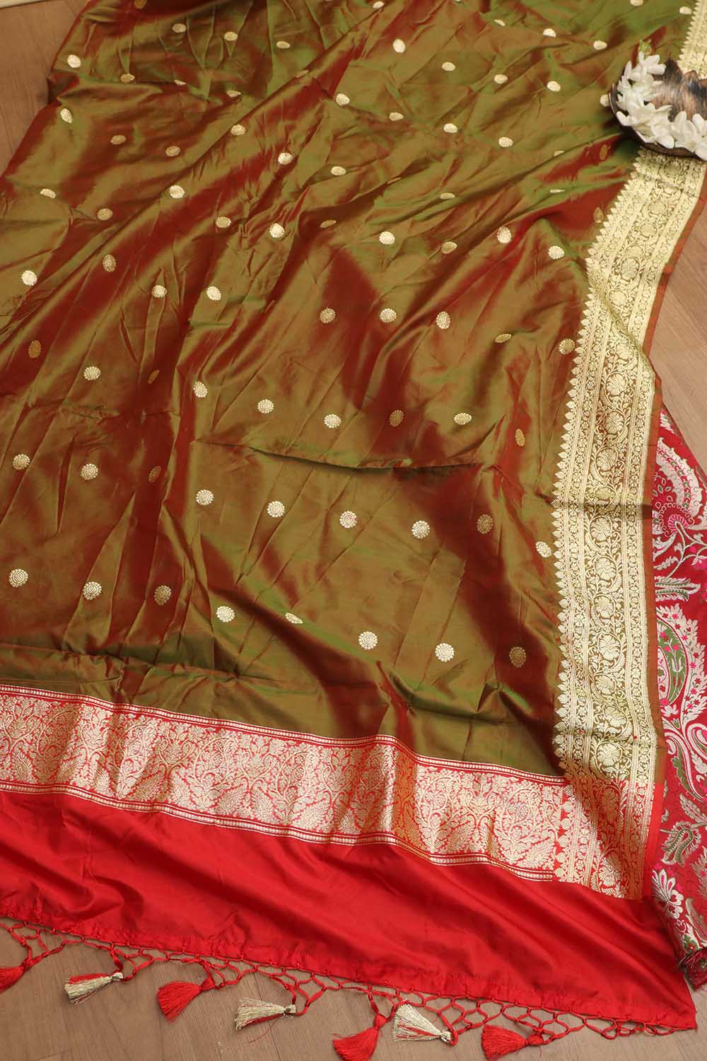 Exquisite Red Banarasi Kimkhwab Silk Meenakari Suit With Banarasi Pure Katan Silk Dupatta