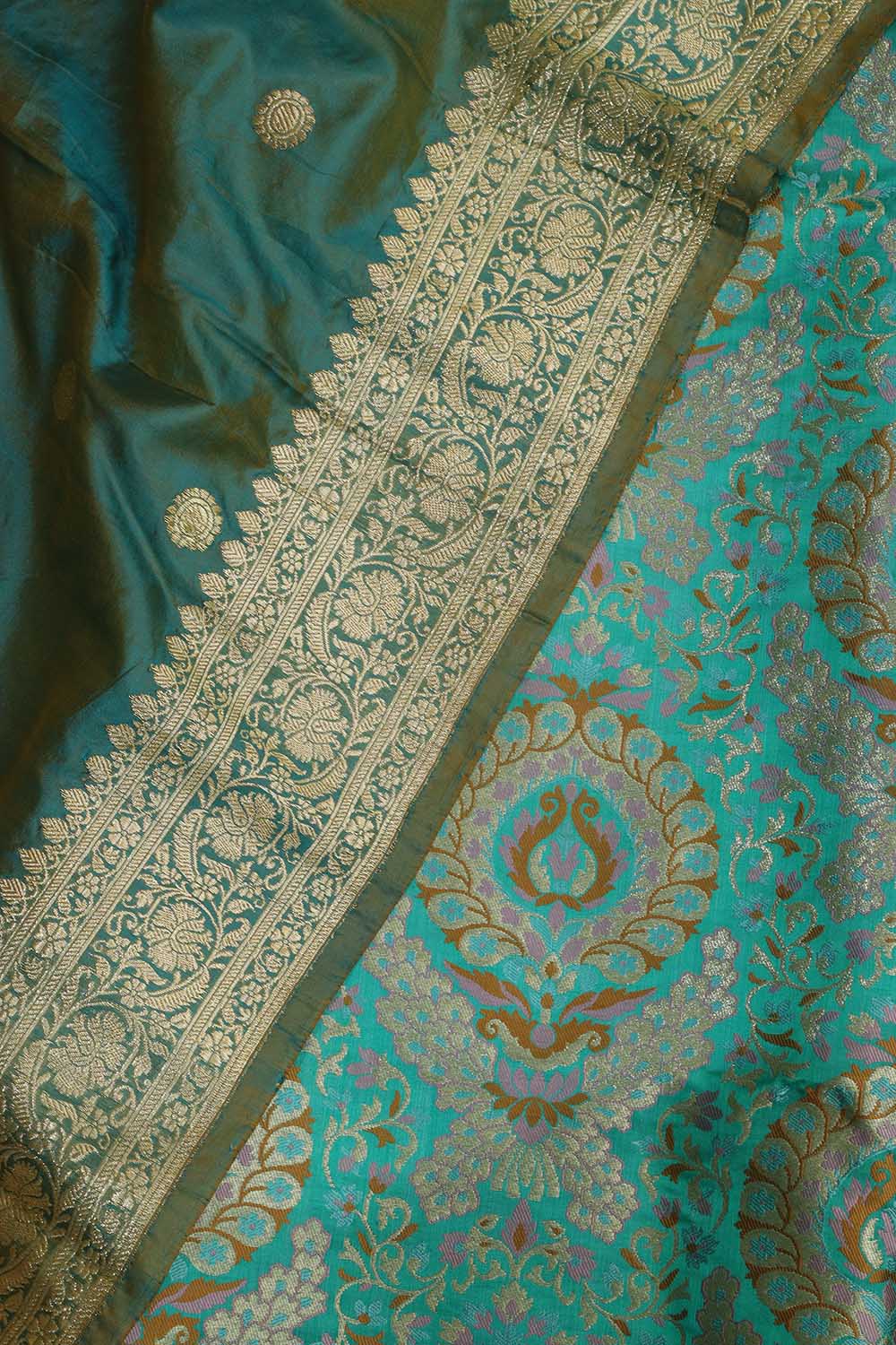 Exquisite Blue Banarasi Kimkhwab Silk Meenakari Suit With Banarasi Pure Katan Silk Dupatta