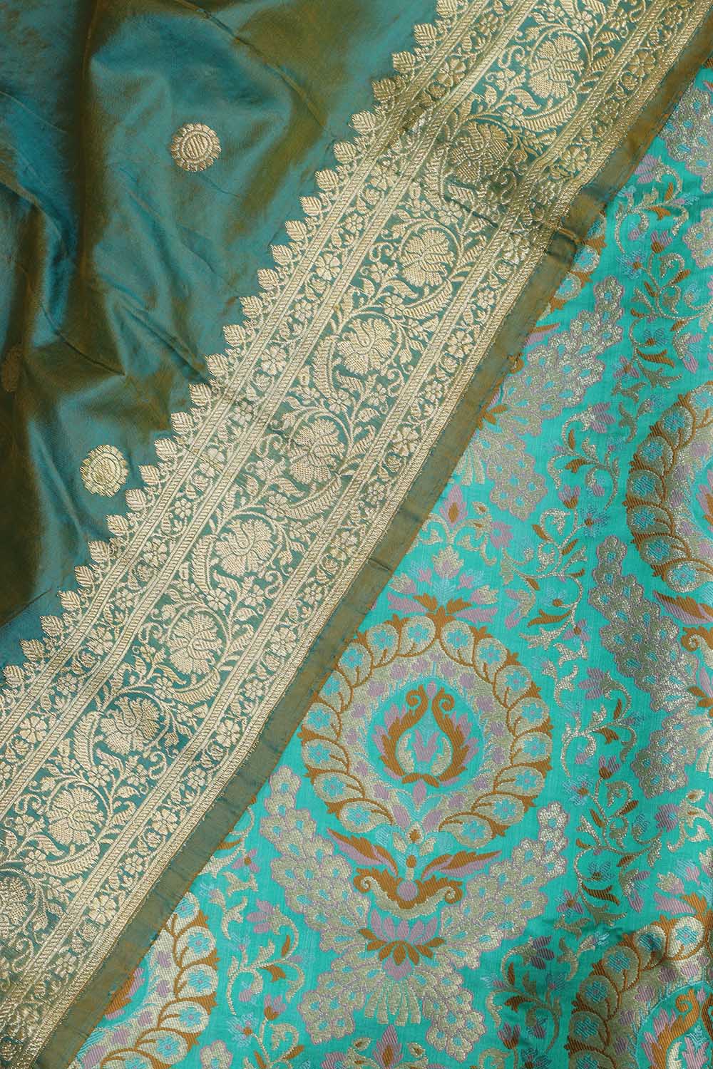 Exquisite Blue Banarasi Kimkhwab Silk Meenakari Suit With Banarasi Pure Katan Silk Dupatta