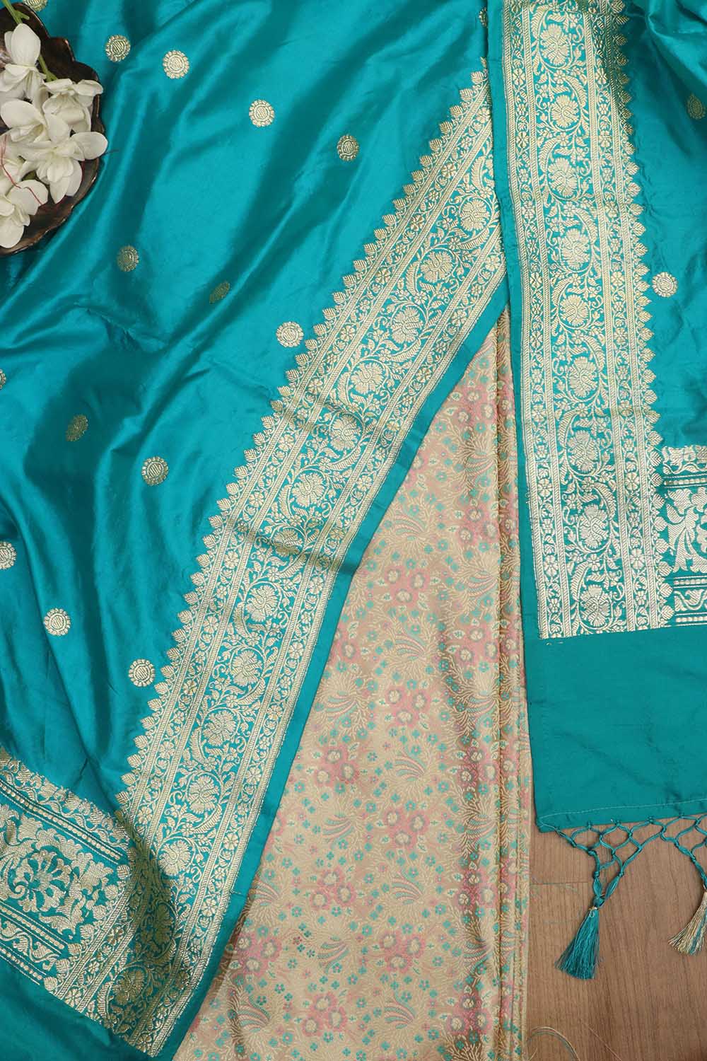 Exquisite Pastel Banarasi Tanchui Silk Suit With Banarasi Pure Katan Silk Dupatta