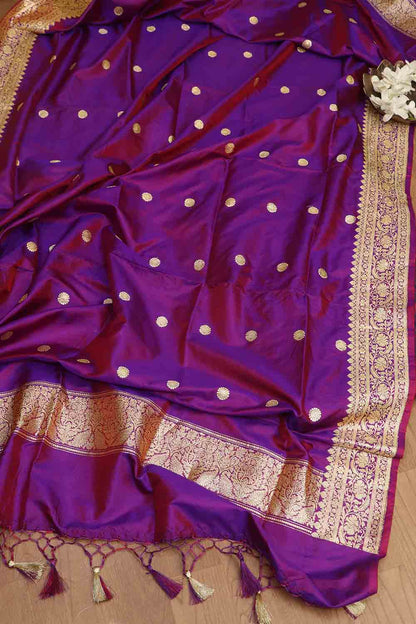 Elegant Purple Banarasi Tanchui Silk Suit With Banarasi Pure Katan Silk Dupatta - Luxurion World