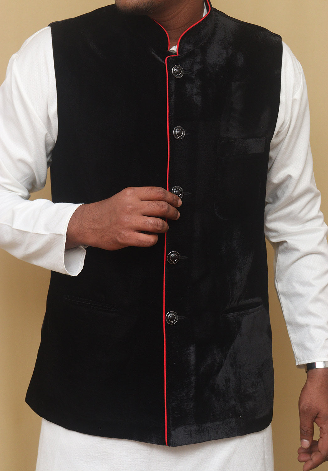 Blacksmith Black Paisley Modi Jacket for Men - Black Paisley Nehru Jacket  for Men | Blacksmith Fashion