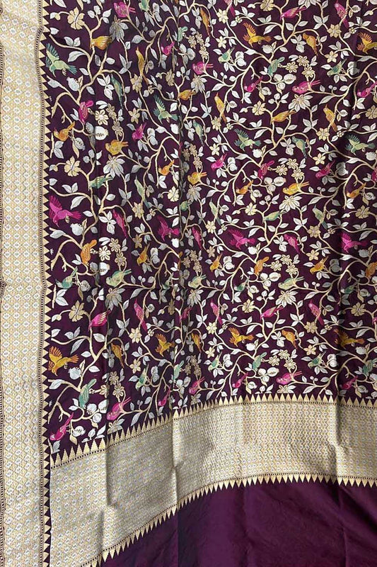 Exquisite Purple Banarasi Silk Handloom Dupatta
