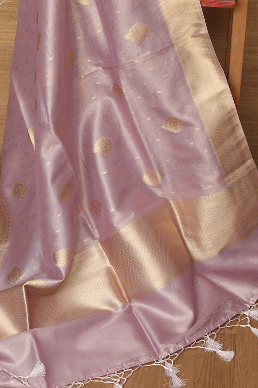 Elegant Purple Banarasi Tissue Dupatta - Luxurion World