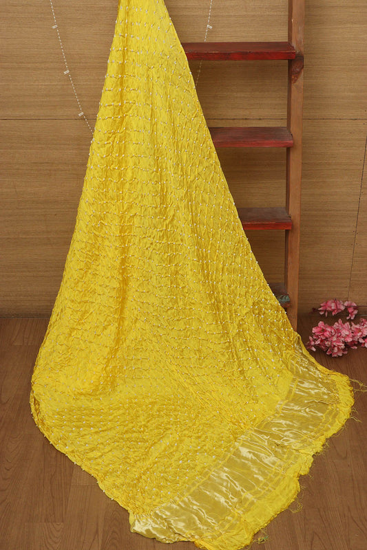 Sunshine Yellow Bandhani Gajji Silk Dupatta