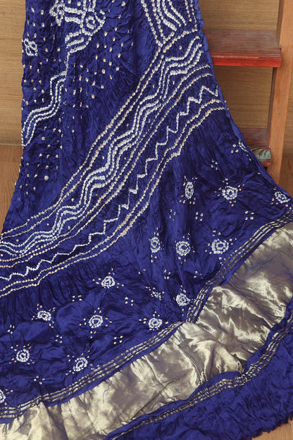 Blue Bandhani Gajji Silk Dupatta - Elegant Ethnic Wear - Luxurion World