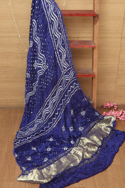 Blue Bandhani Gajji Silk Dupatta - Elegant Ethnic Wear - Luxurion World