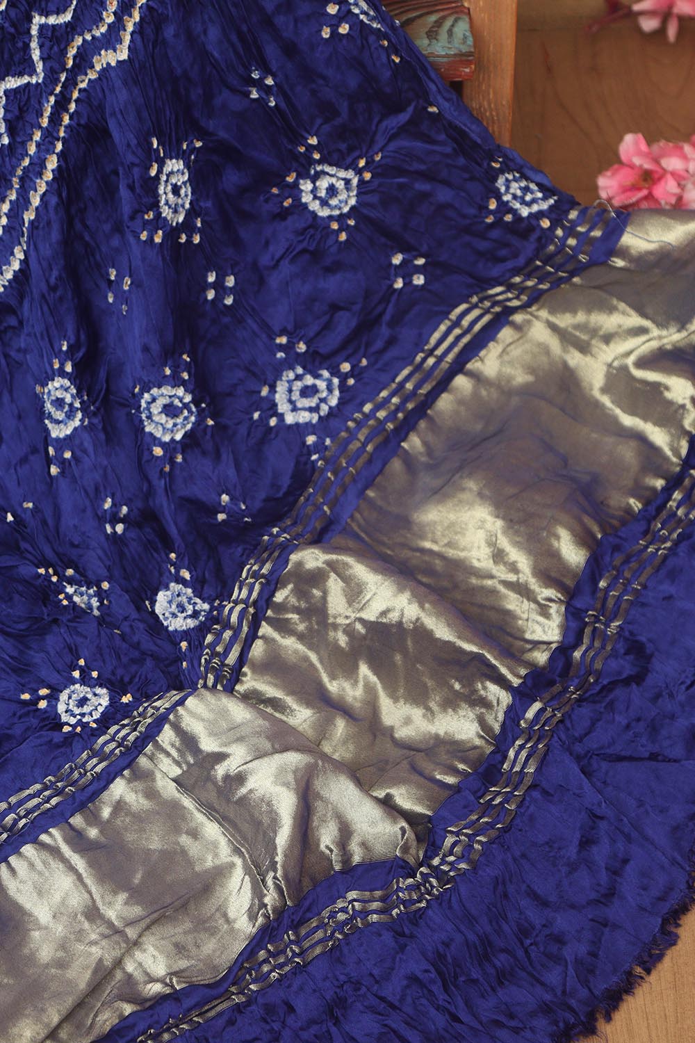 Blue Bandhani Gajji Silk Dupatta - Elegant Ethnic Wear - Luxurion World