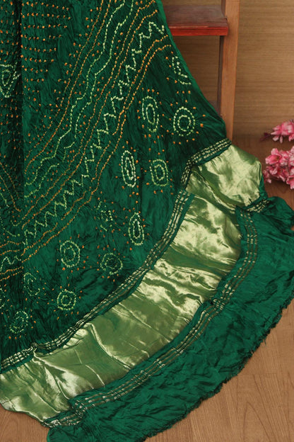 Green Bandhani Gajji Silk Dupatta - Elegant and Stylish - Luxurion World