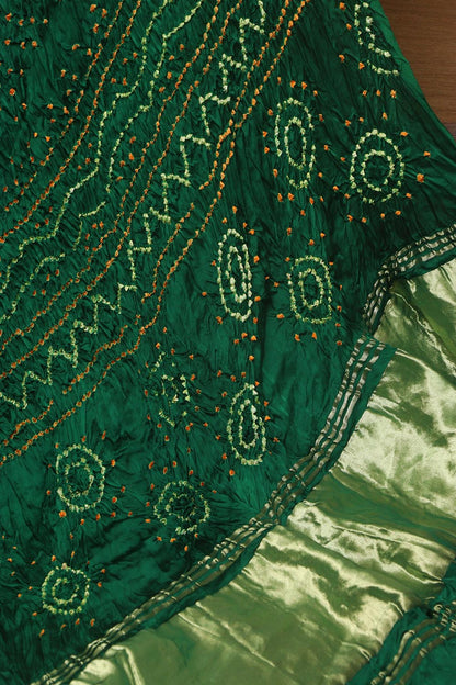 Green Bandhani Gajji Silk Dupatta - Elegant and Stylish - Luxurion World