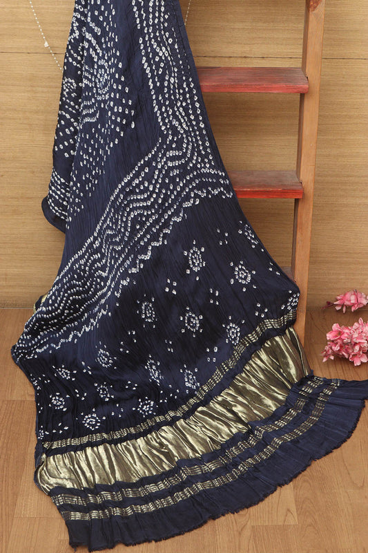 Blue Bandhani Gajji Silk Dupatta - Elegant and Stylish