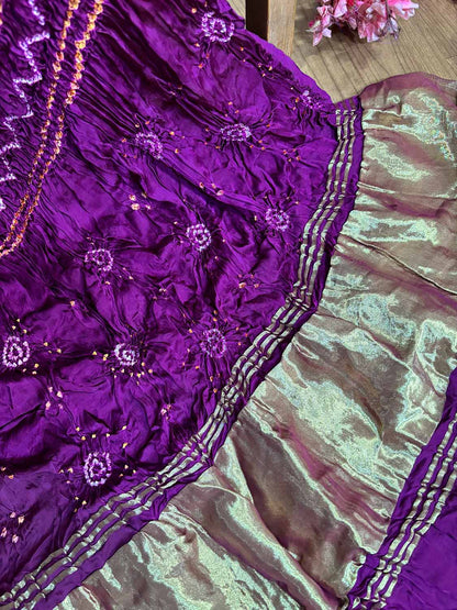 Vibrant Purple Bandhani Gajji Silk Dupatta - Luxurion World