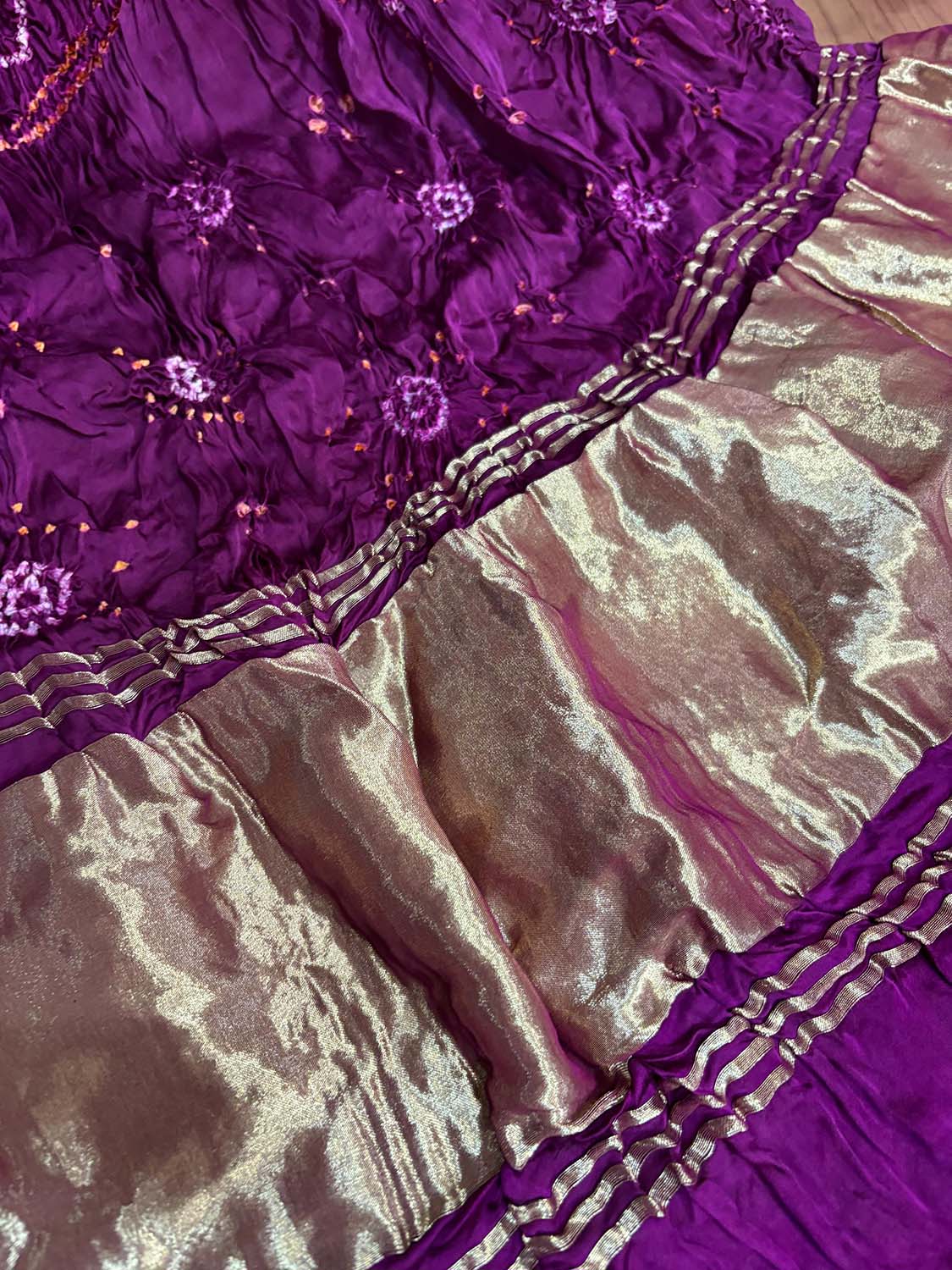 Vibrant Purple Bandhani Gajji Silk Dupatta - Luxurion World