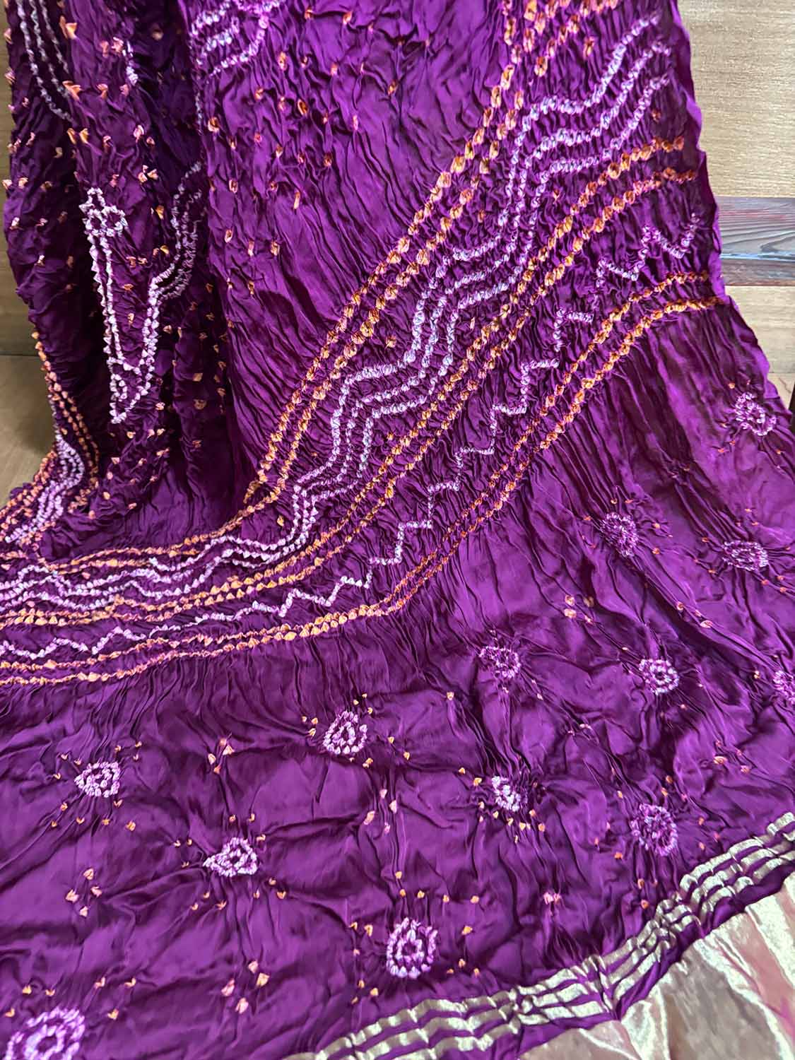 Vibrant Purple Bandhani Gajji Silk Dupatta - Luxurion World