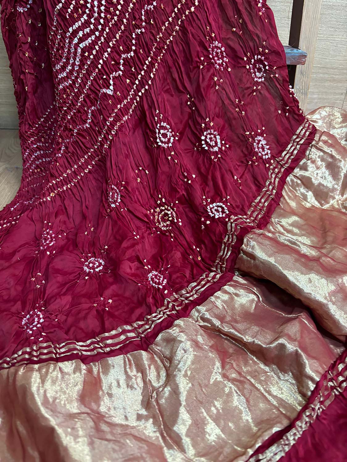 Maroon Bandhani Gajji Silk Dupatta - Elegant Ethnic Wear - Luxurion World