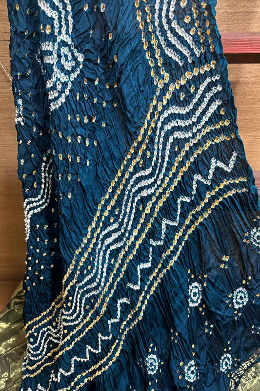 Blue Bandhani Gajji Silk Dupatta - Elegant and Stylish