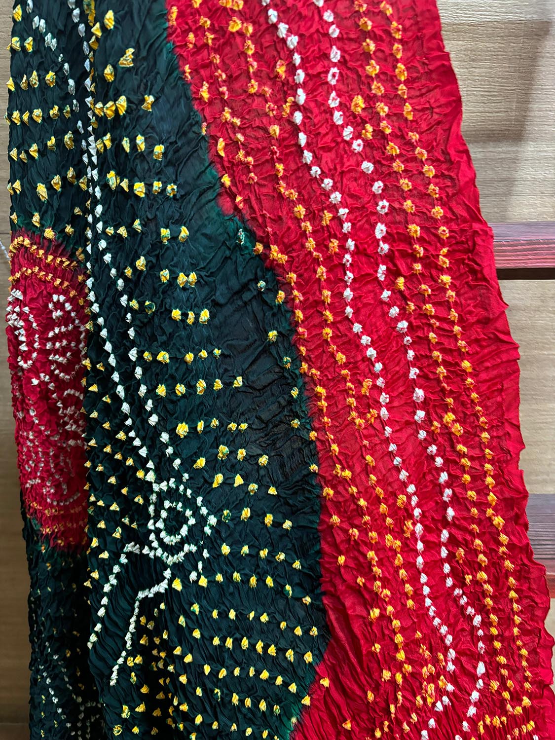 Stunning Red & Black Bandhani Gajji Silk Dupatta - Luxurion World