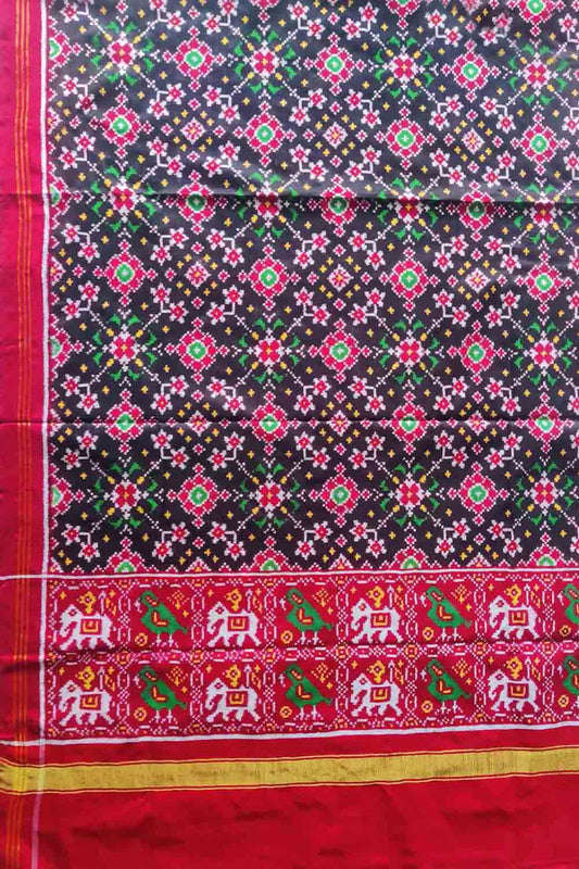 Black Semi Patan Patola Handloom Silk Dupatta