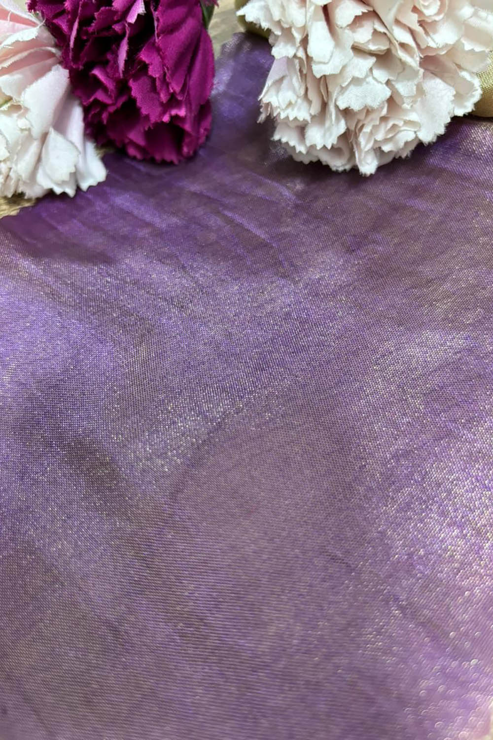 Luxurious Purple Banarasi Tissue Silk Fabric - 1 Mtr - Luxurion World