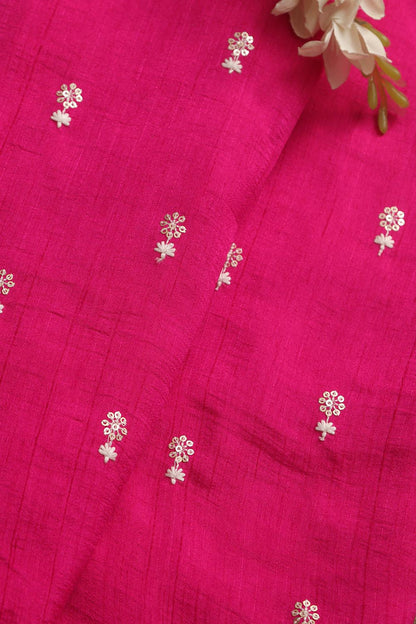 Beautiful Pink Banarasi Silk Fabric - 1 Mtr - Luxurion World