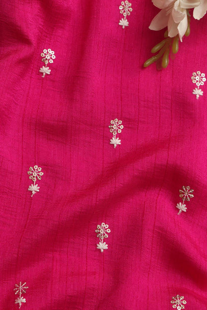 Beautiful Pink Banarasi Silk Fabric - 1 Mtr - Luxurion World