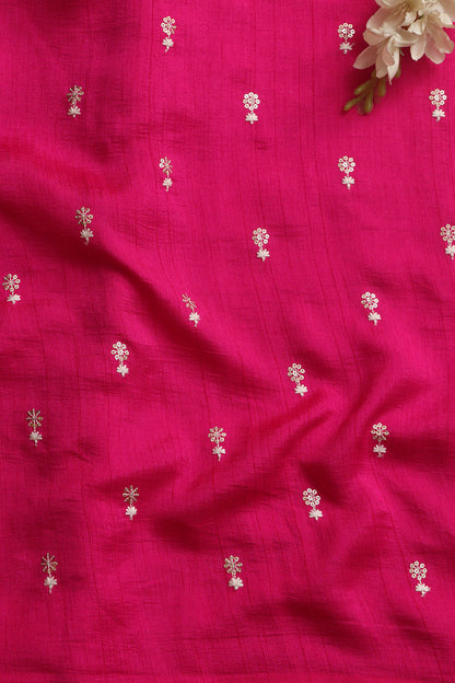 Beautiful Pink Banarasi Silk Fabric - 1 Mtr - Luxurion World