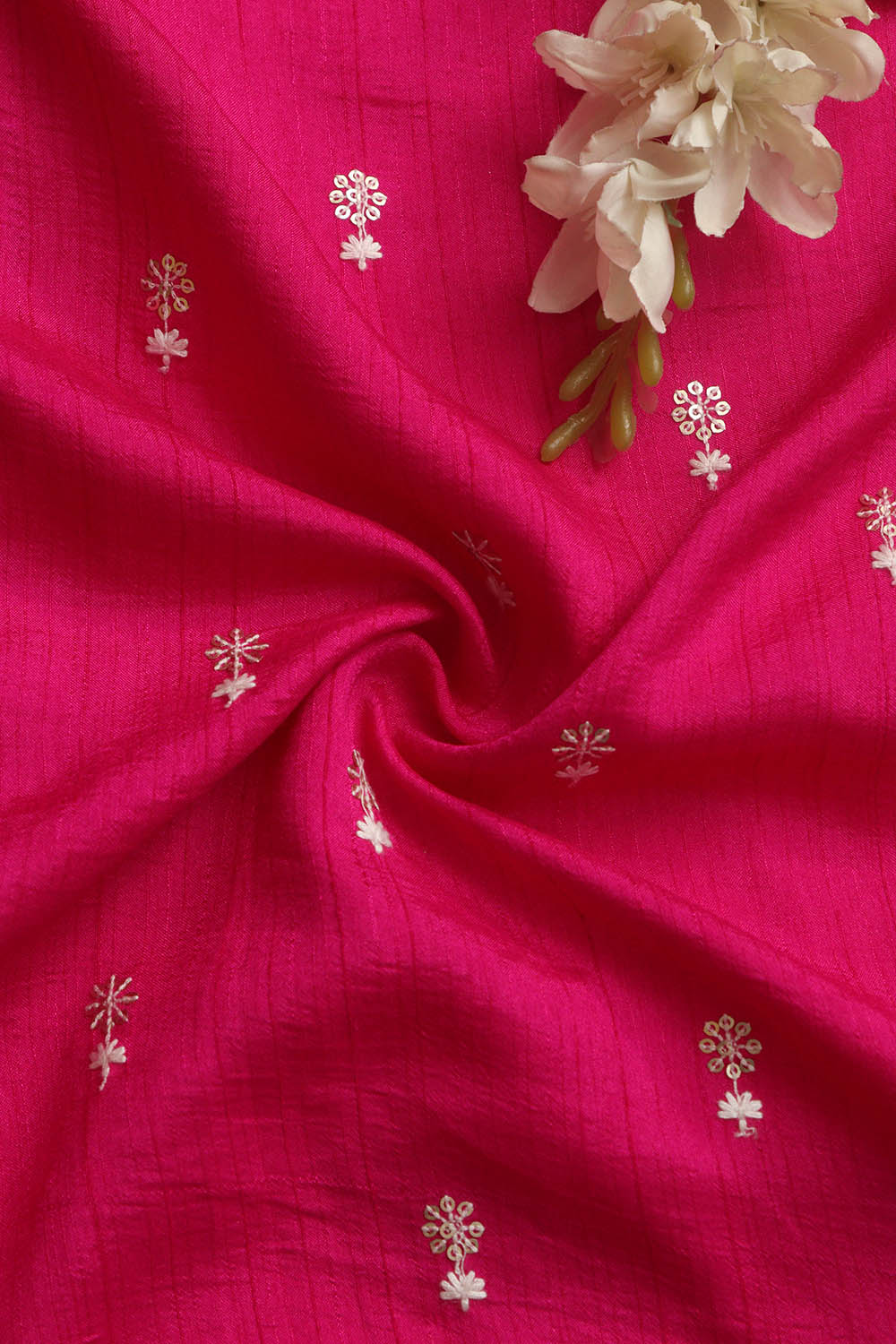 Beautiful Pink Banarasi Silk Fabric - 1 Mtr - Luxurion World