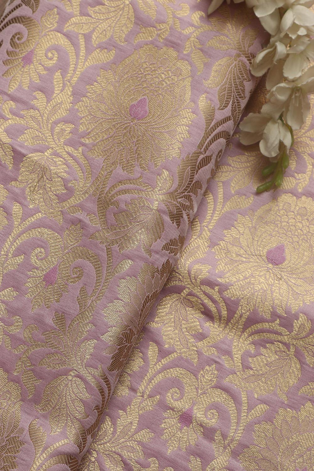 Beautiful Pink Banarasi Silk Fabric - 1 Mtr - Luxurion World