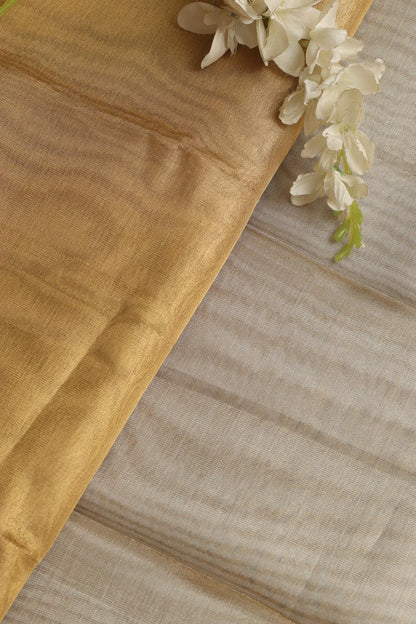 Exquisite Golden Banarasi Tissue Silk Fabric - 1 Mtr - Luxurion World