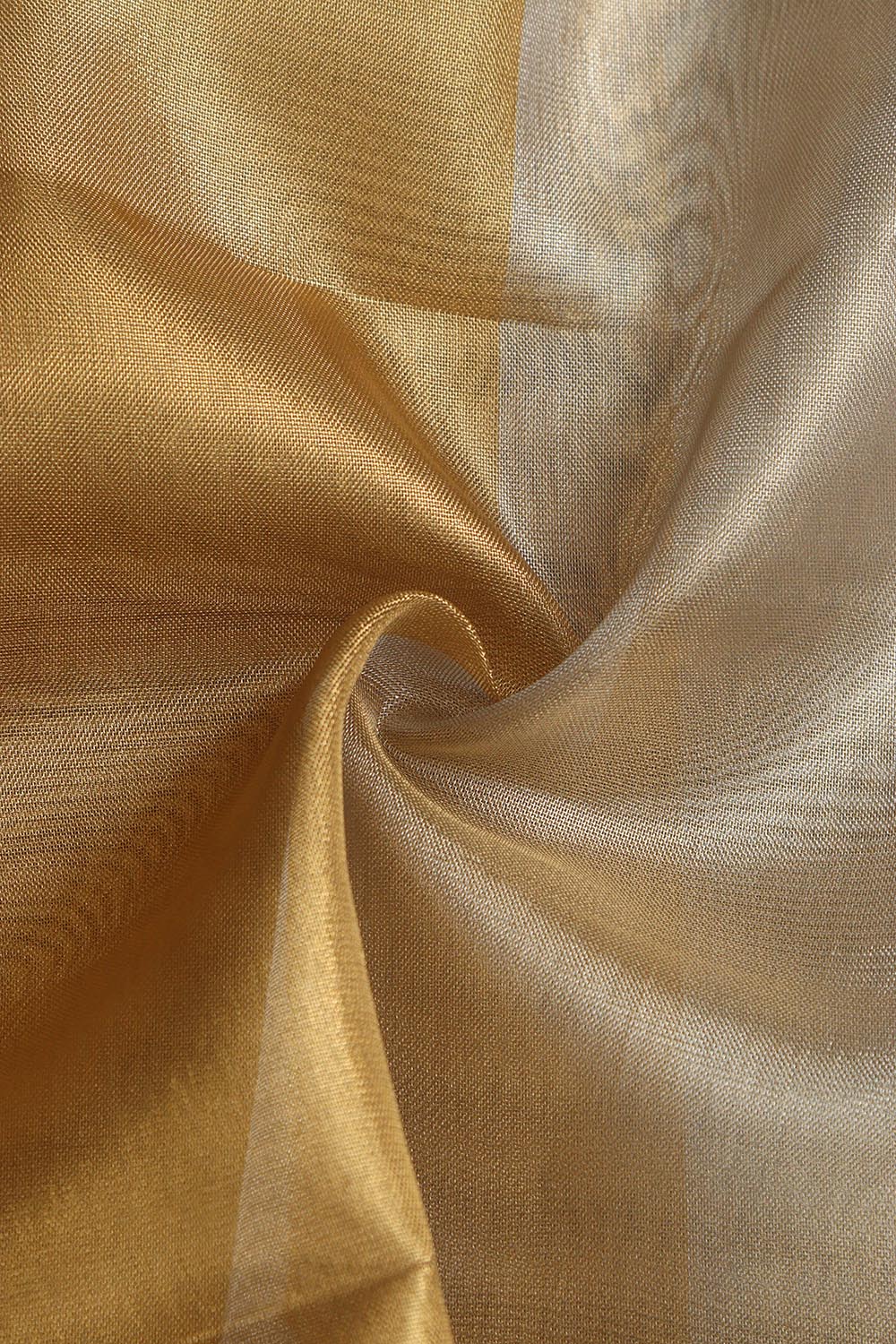 Exquisite Golden Banarasi Tissue Silk Fabric - 1 Mtr - Luxurion World