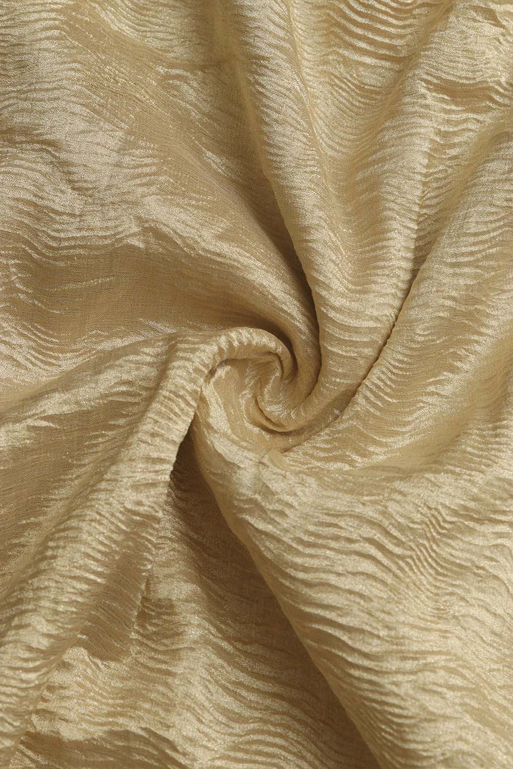 Golden Banarasi Crushed Tissue Fabric - 1 Mtr - Luxurion World