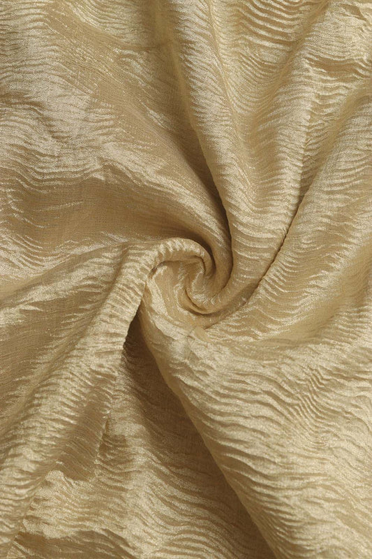 Golden Banarasi Crushed Tissue Fabric - 1 Mtr