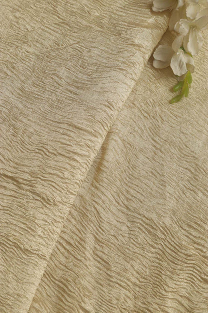 Golden Banarasi Crushed Tissue Fabric - 1 Mtr - Luxurion World