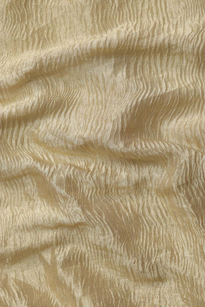 Golden Banarasi Crushed Tissue Fabric - 1 Mtr - Luxurion World