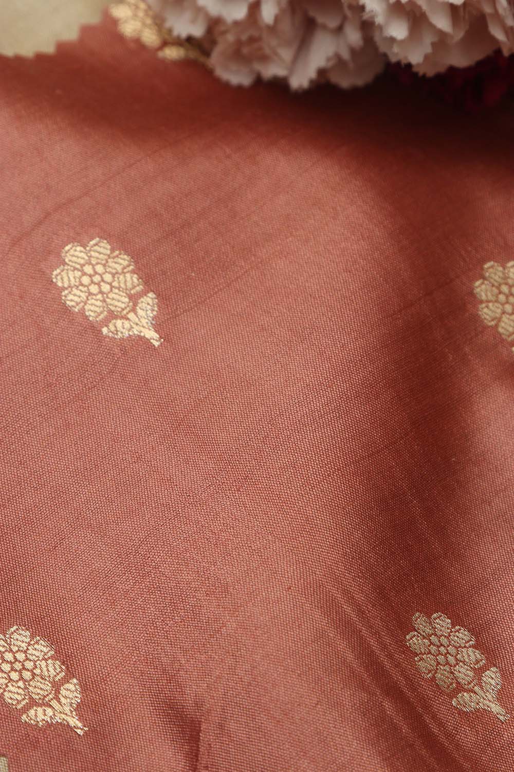 Brown Banarasi Handloom Chiniya Silk Fabric ( 2.5 Mtr ) - Luxurion World