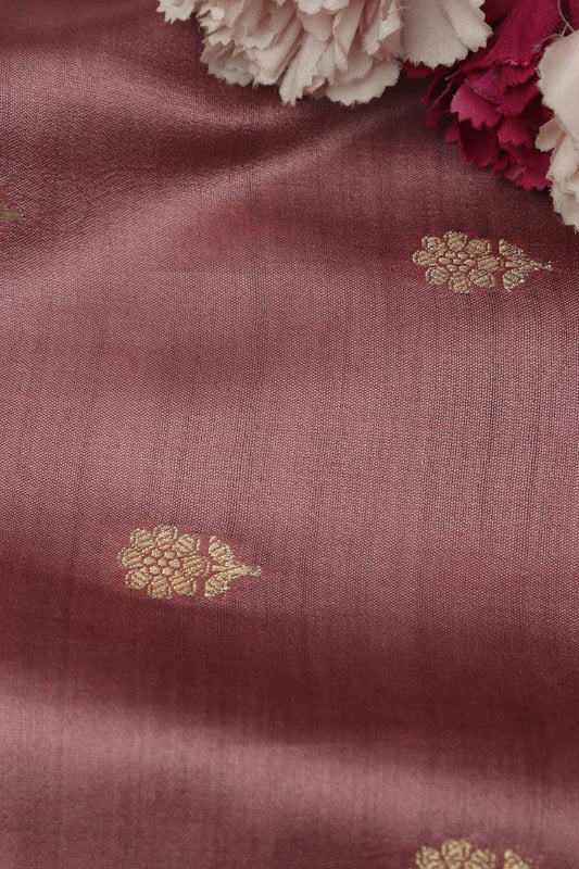 Elegant Pink Banarasi Handloom Chiniya Silk Fabric ( 2.5 Mtr ) - Luxurion World