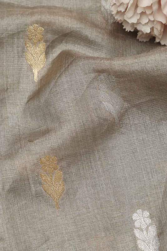 Exquisite Pastel Banarasi Handloom Tussar Silk Sona Roopa Fabric ( 2.5 Mtr ) - Luxurion World