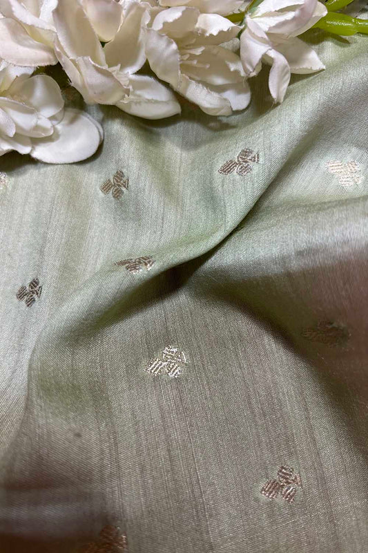 Elegant Pastel Banarasi Handloom Moonga Silk Fabric ( 2.5 Mtr ) - Luxurion World