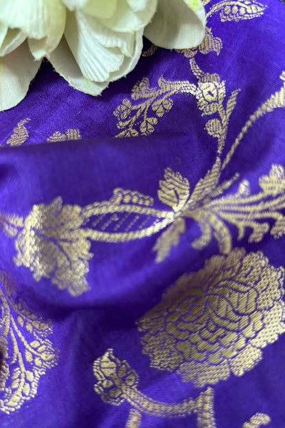 Elegant Purple Banarasi Handloom Chiniya Silk Fabric ( 2.5 Mtr ) - Luxurion World