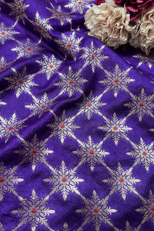 Elegant Purple Banarasi Handloom Chiniya Silk Fabric ( 2.5 Mtr ) - Luxurion World