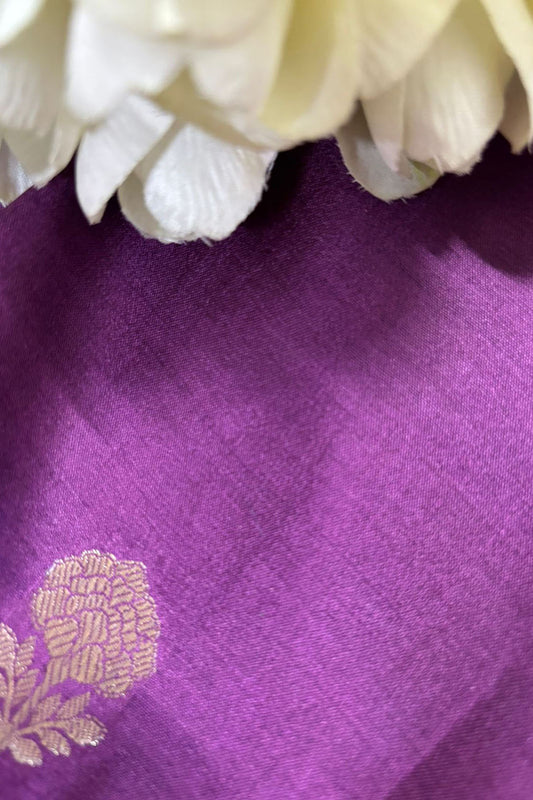 Elegant Purple Banarasi Handloom Chiniya Silk Fabric ( 2.5 Mtr ) - Luxurion World