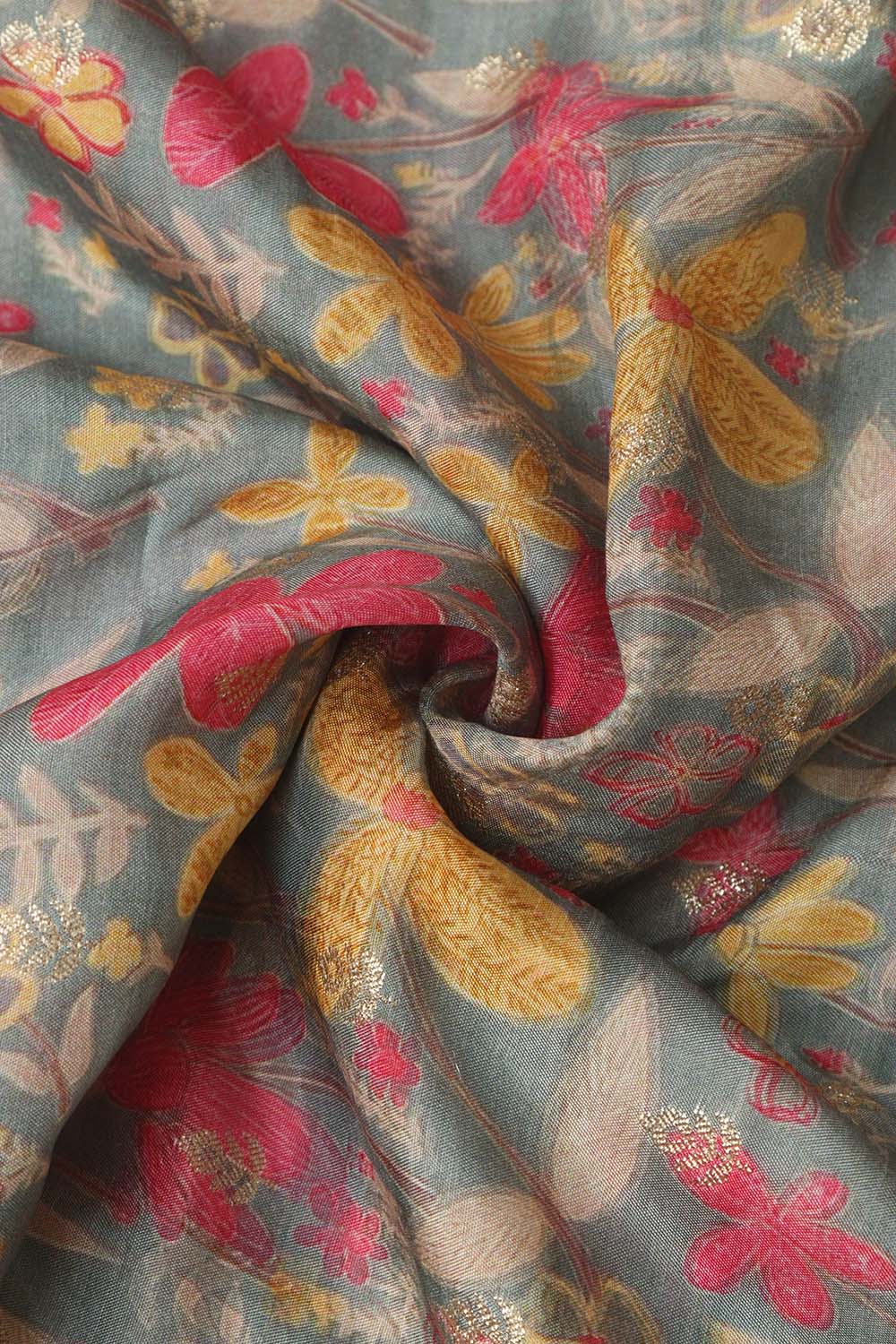 Multicolor Digital Printed Muslin Silk Fabric ( 1 Mtr ) - Luxurion World