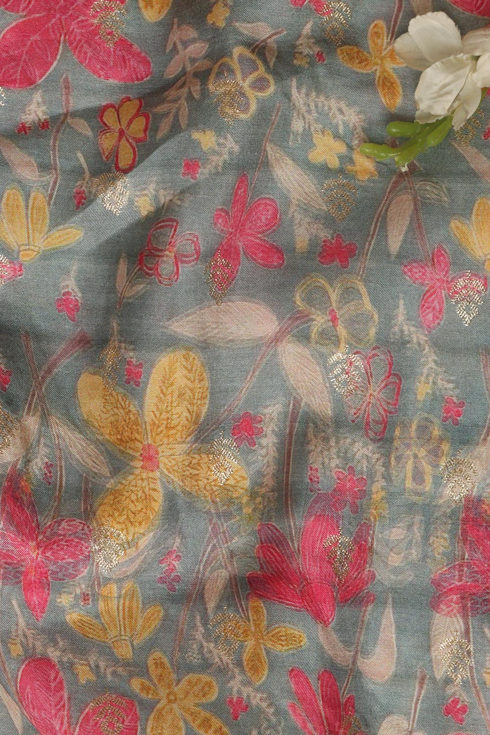 Multicolor Digital Printed Muslin Silk Fabric ( 1 Mtr ) - Luxurion World