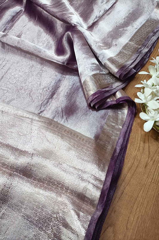 Elegant Purple Banarasi Organza Tissue Saree - Luxurion World