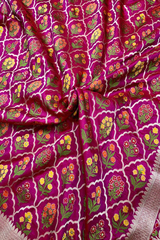 Exquisite Pink Handloom Banarasi Katan Silk Saree