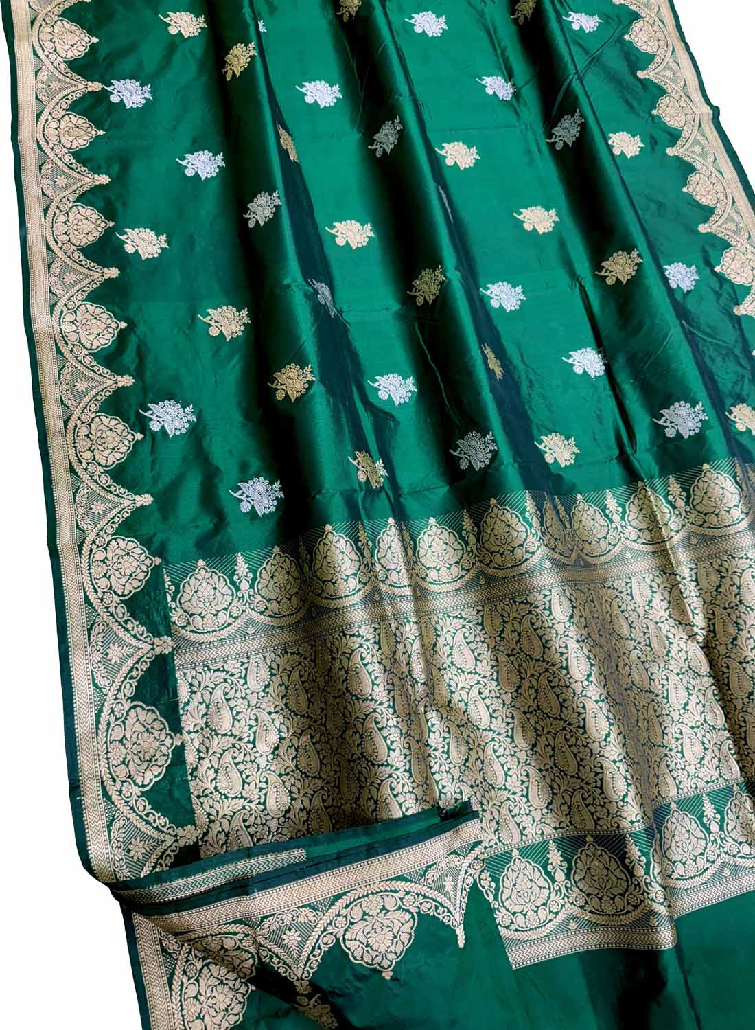 Exquisite Green Banarasi Handloom Silk Saree - Luxurion World