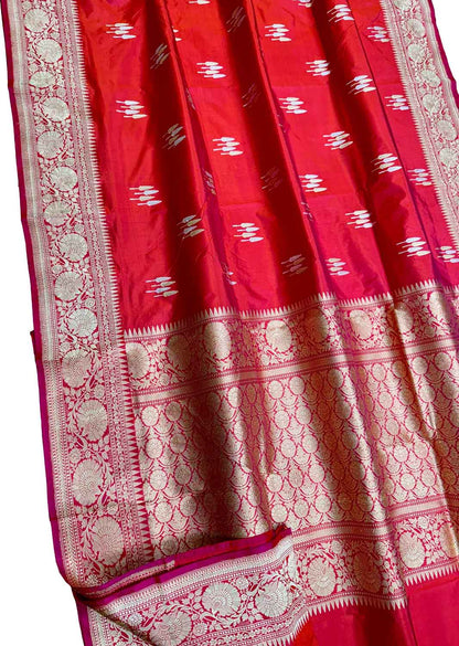 Exquisite Pink Banarasi Handloom Katan Silk Saree - Luxurion World