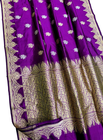 Elegant Purple Banarasi Silk Saree - Luxurion World