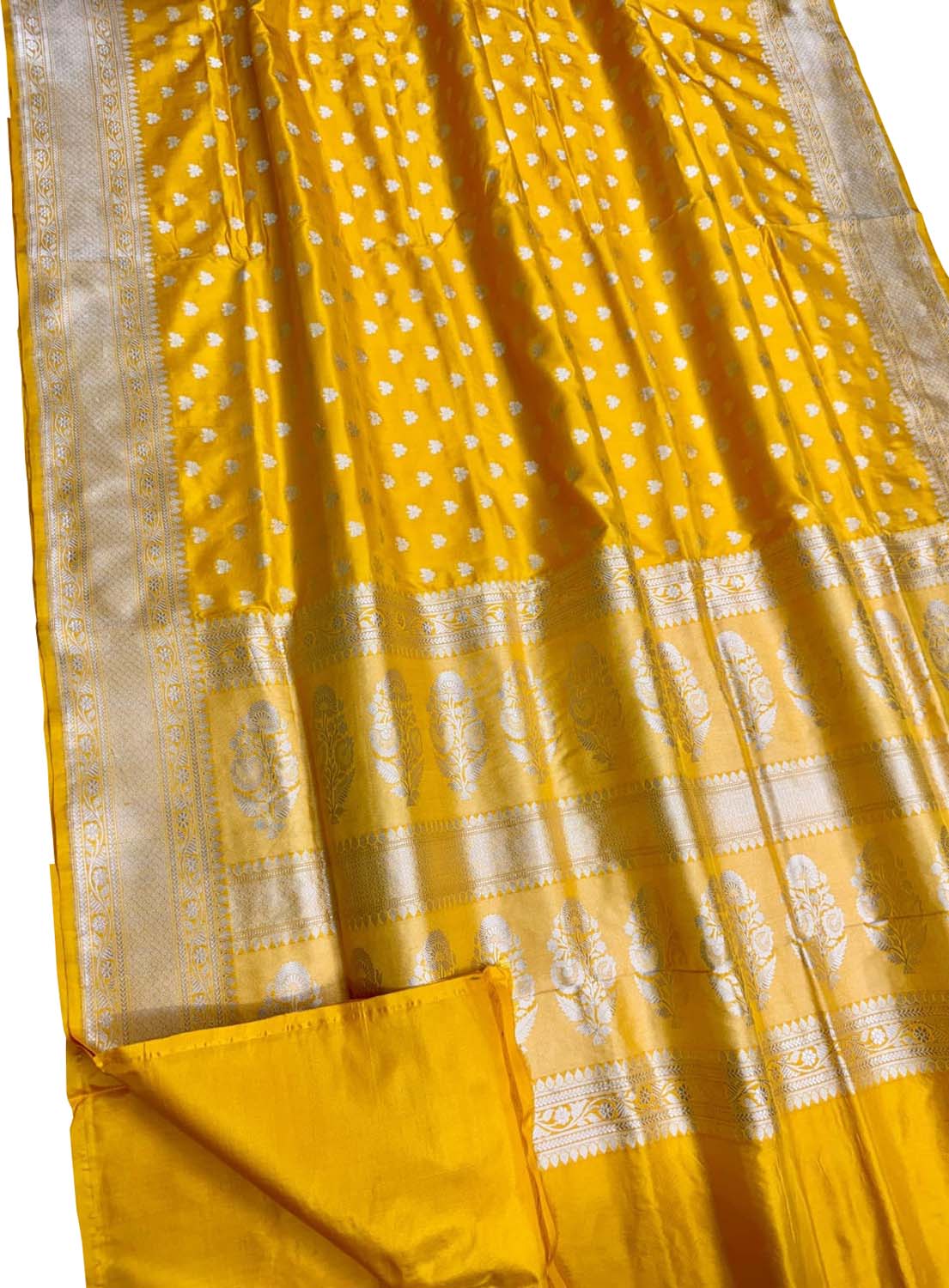 Yellow Handloom Banarasi Pure Katan Silk Saree - Luxurion World