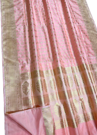 Handloom Banarasi Pure Katan Silk Saree with Small Booti - Luxurion World